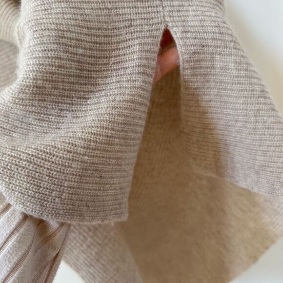 Griffen Cashmere Side Zip Cowl Neck Short Sleeve Sweater Top in Beige M - Picture 7 of 9